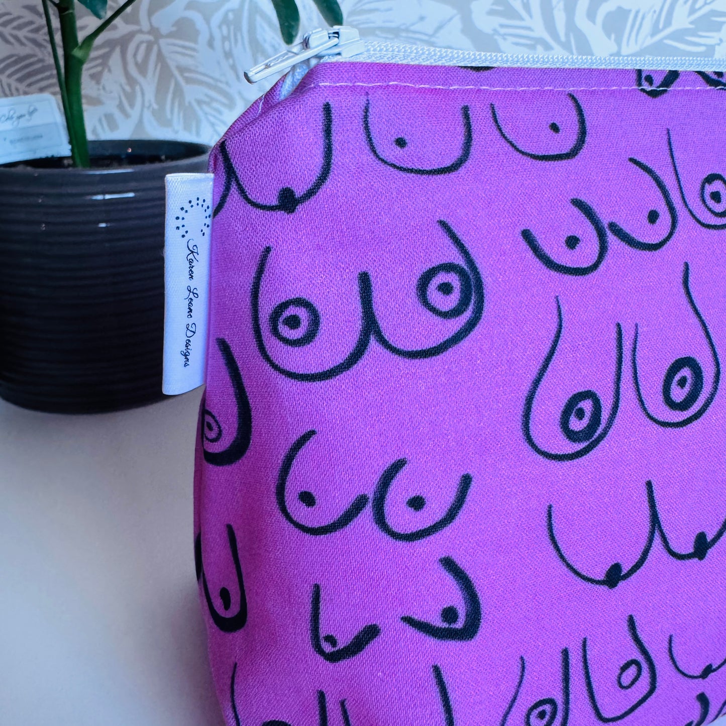 Pink/Black Boob Travel/Cosmetic Bag