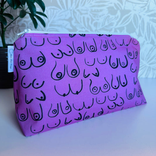 Pink/Black Boob Travel/Cosmetic Bag