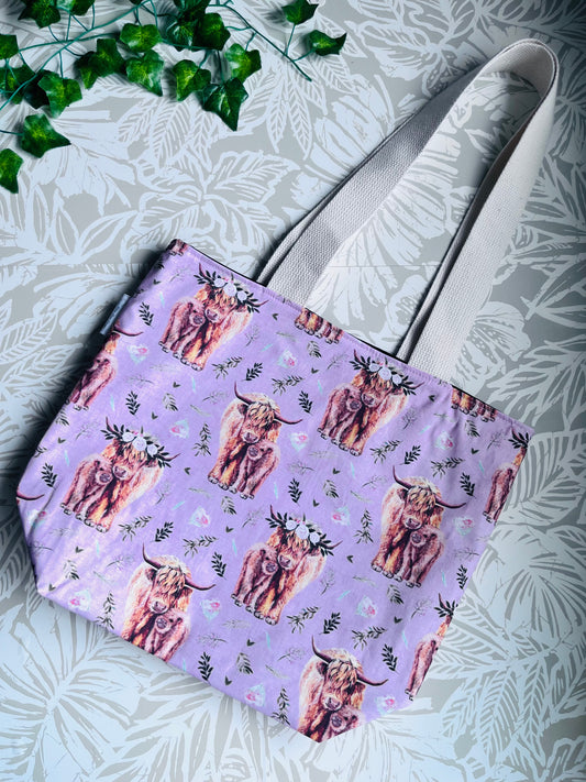 Pink Highland Cow Market Tote