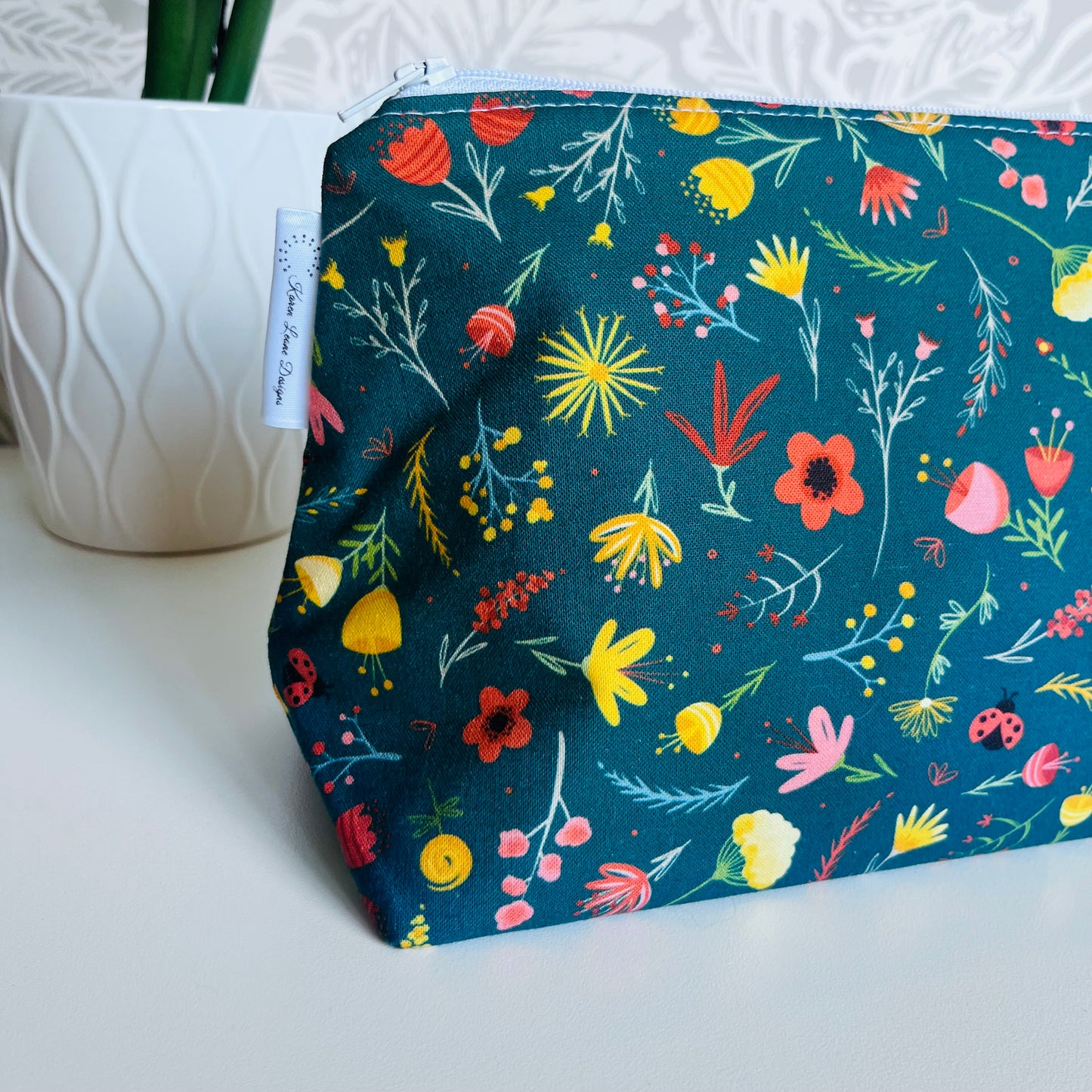 Floral & Lady Bug Travel/Cosmetic Bag