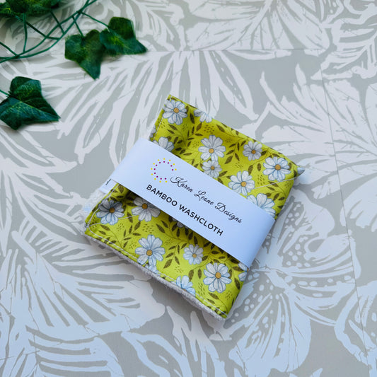 Yellow Floral Wash Cloth