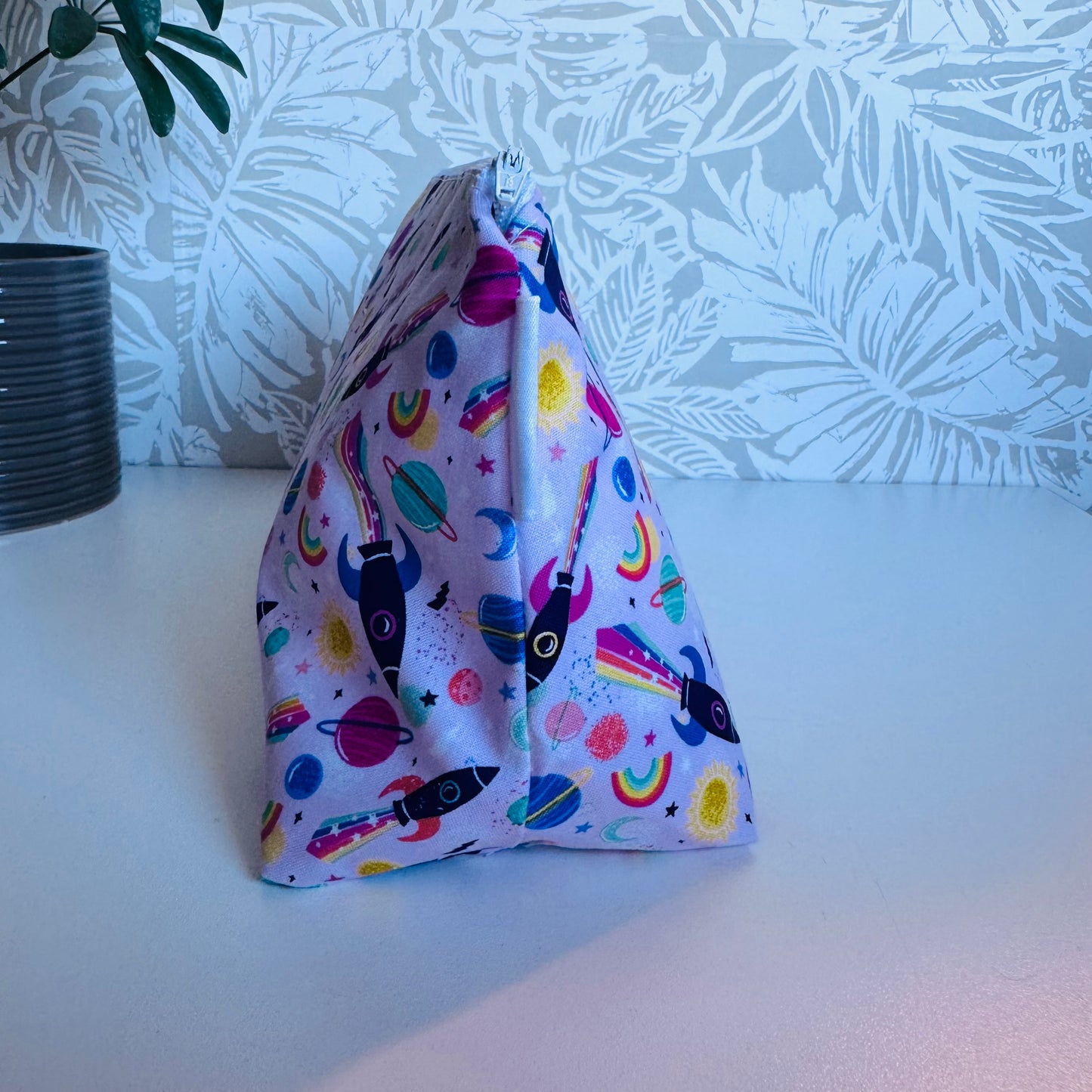 Pink Rocket Ship Travel/Cosmetic Bag