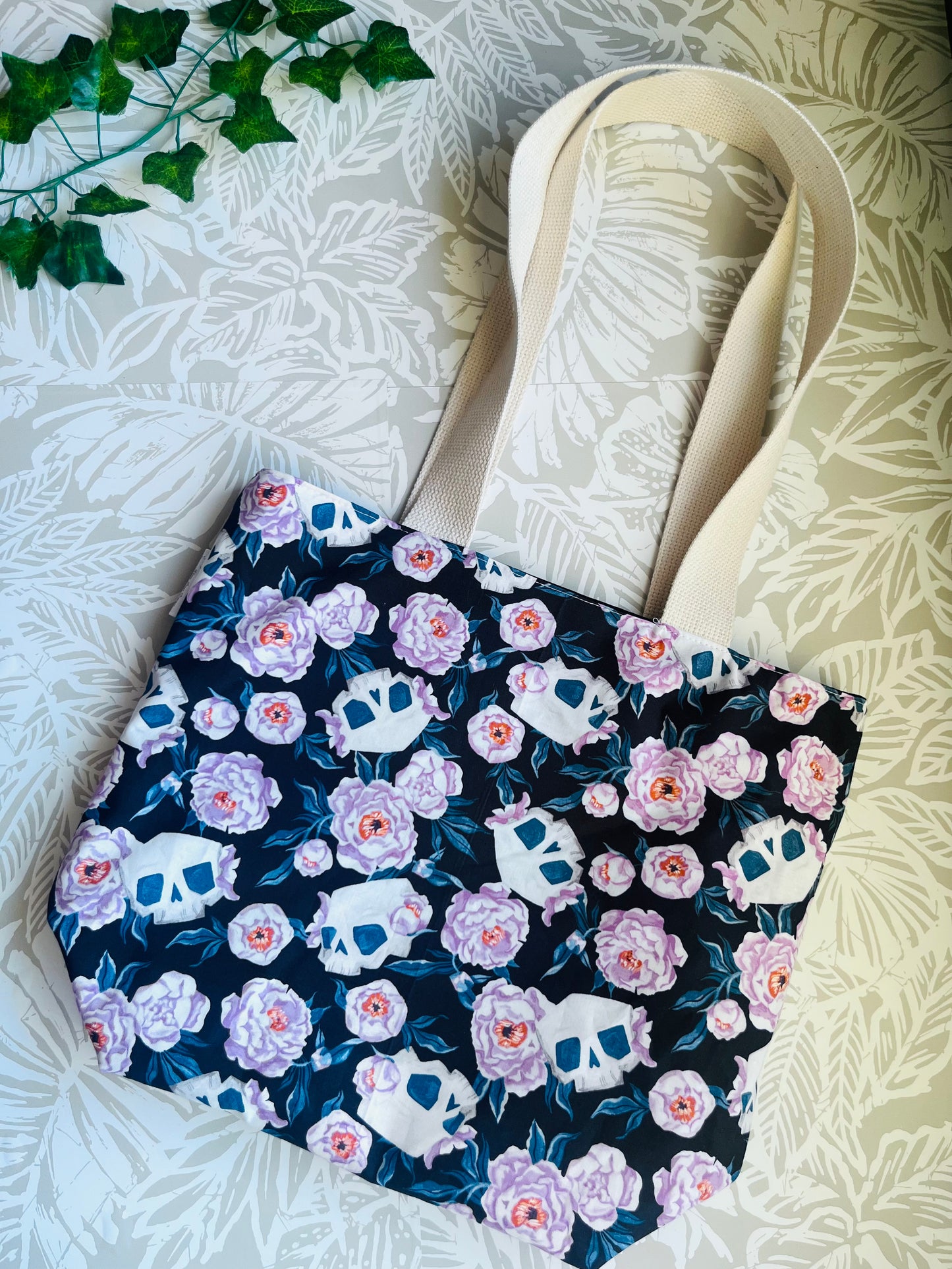 Floral Skull Market Tote