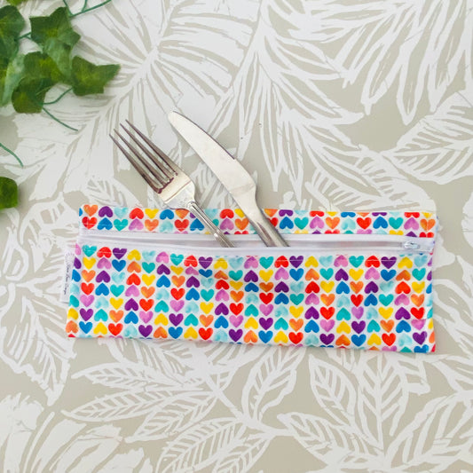 Rainbow Hearts Cutlery/Travel Bag