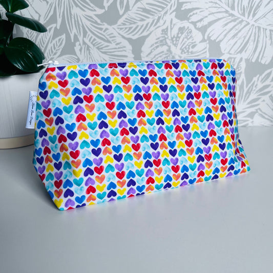 Rainbow Hearts Travel/Cosmetic Bag