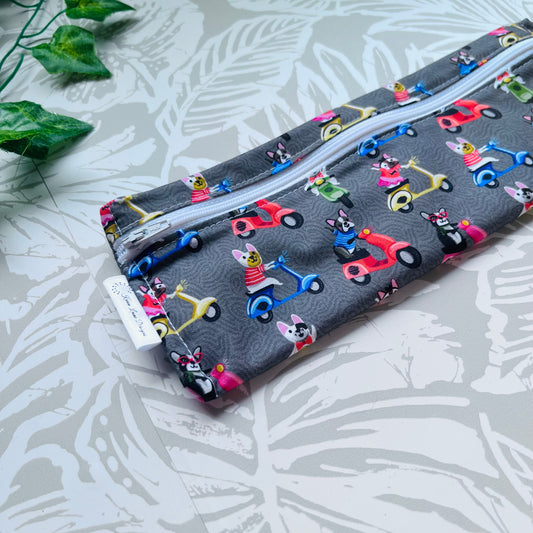 Scooting Frenchie Cutlery/Travel Bag