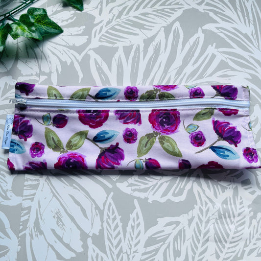 Pink Floral Cutlery/Travel Bag