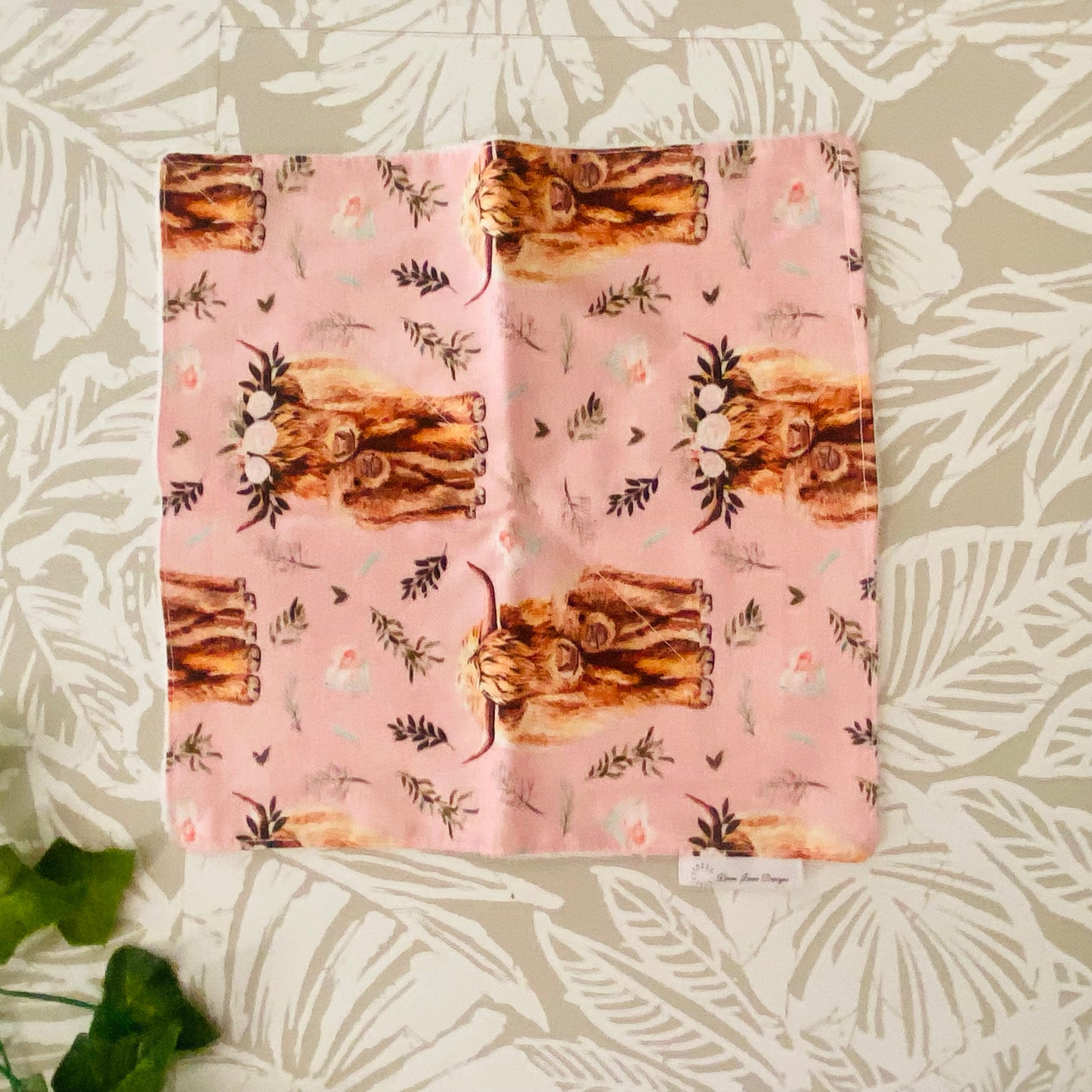 Pink Highland Cow Wash Cloth