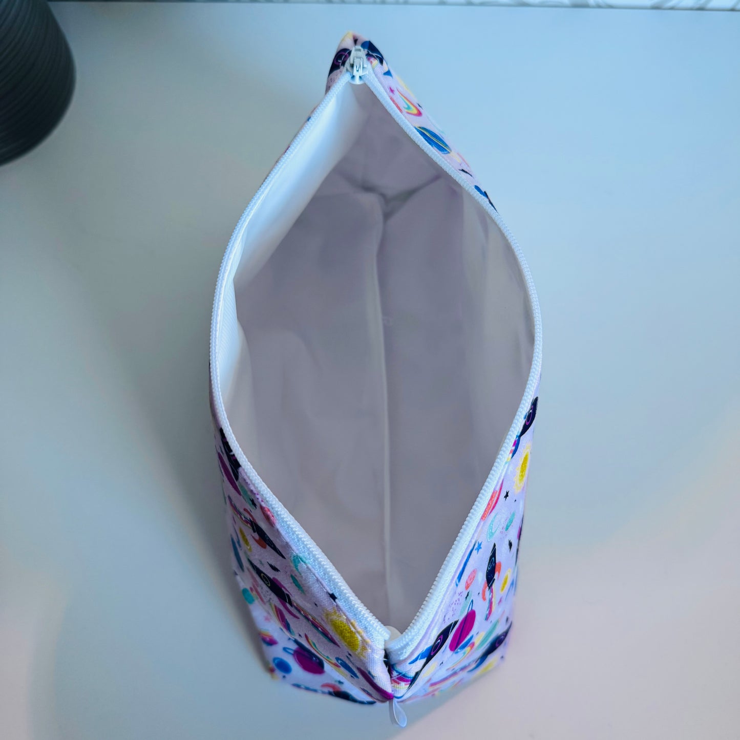 Pink Rocket Ship Travel/Cosmetic Bag