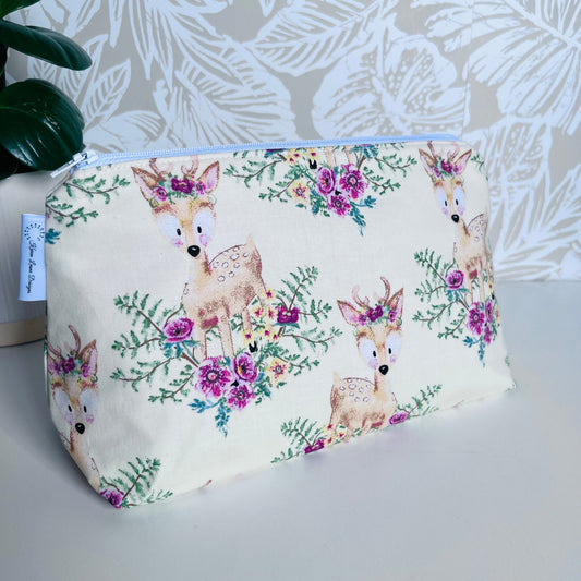 Floral Deer Travel/Cosmetic Bag