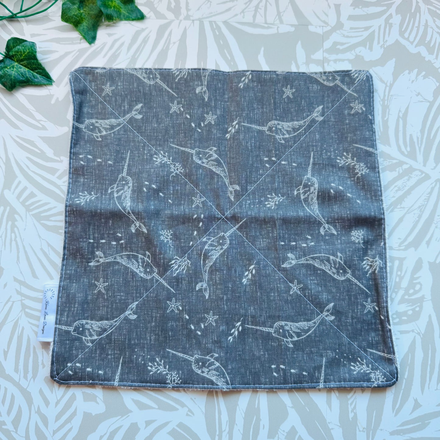 Grey Narwal Wash Cloth