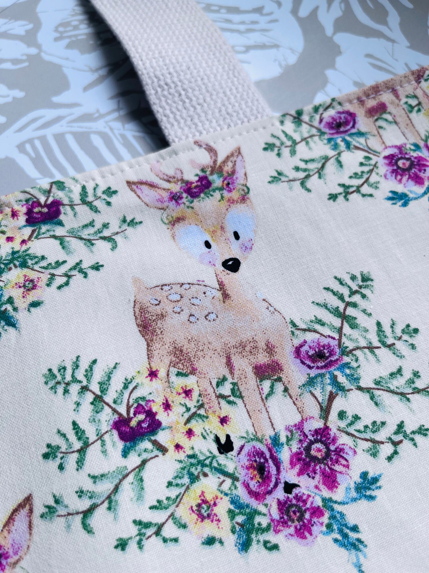 Floral Deer Market Tote