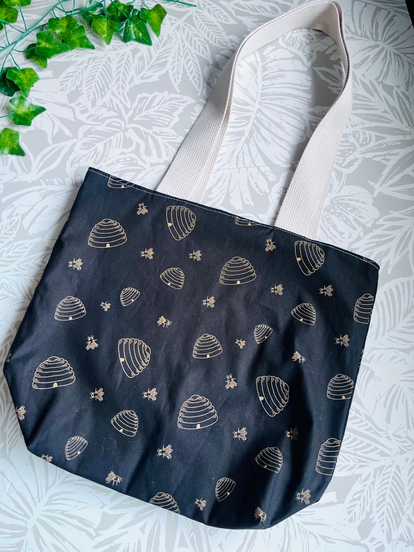 Black Bee Hive Market Tote