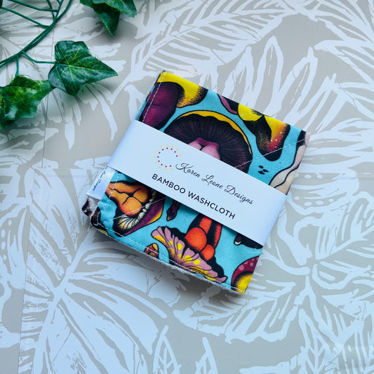 Blue Mushroom Bum Wash Cloth