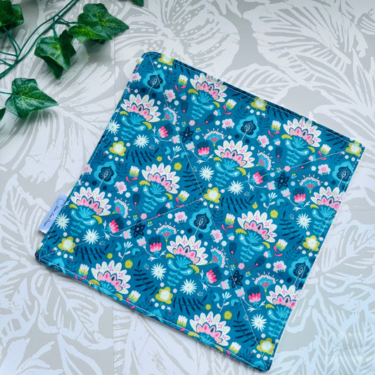 Turquoise Floral Wash Cloth
