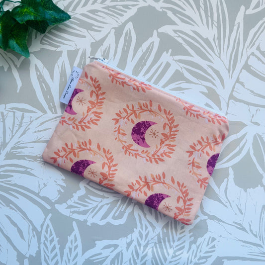 Orange Moon Small Zipper Pouch
